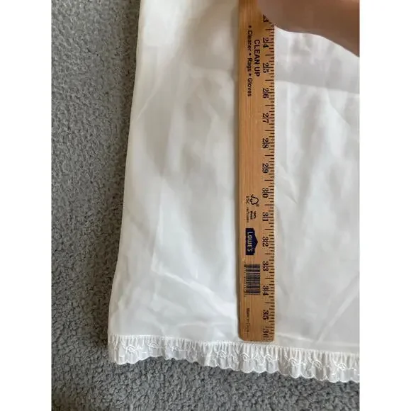 Vintage Slip Chemise Dress Medium 38 Sheer Embroidery White Lingerie Coquette - Picture 11 of 14